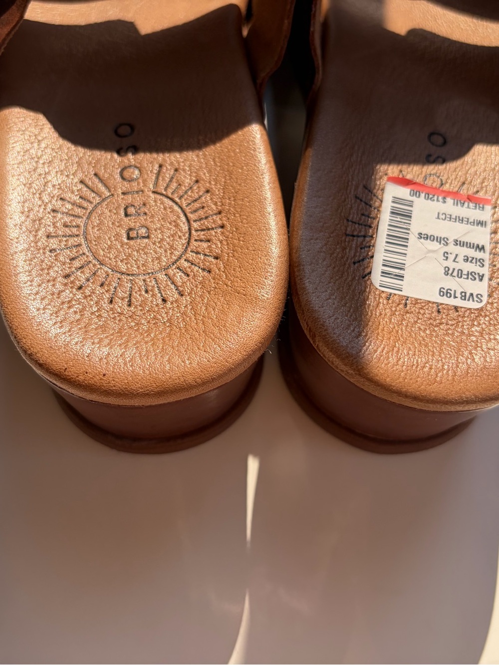 🆕 ⭐️ Brioso Brown Leather Wedge Slide Sandals Women’s Size 7.5 Casual Buckle - Picture 12 of 14